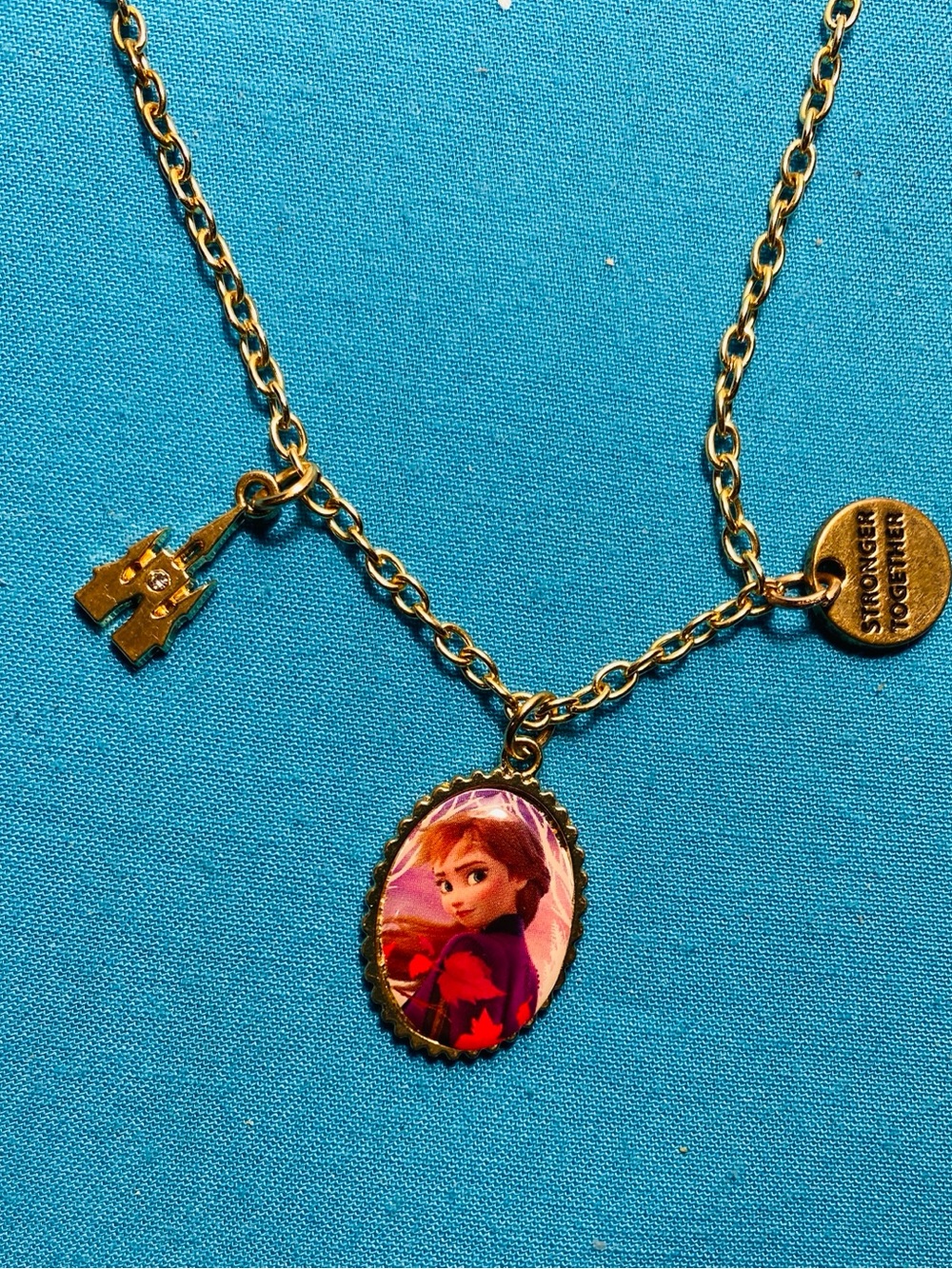 Disney Gold-Tone Anna Pendant Necklace